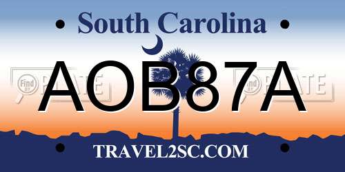 AOB87A South Carolina License Plate