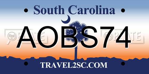 AOBS74 South Carolina License Plate