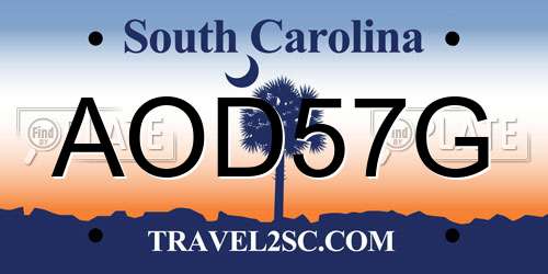 AOD57G South Carolina License Plate