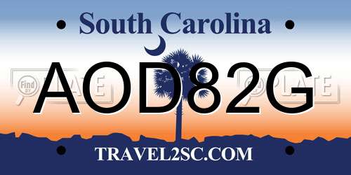 AOD82G South Carolina License Plate