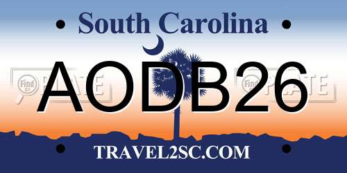 AODB26 South Carolina License Plate