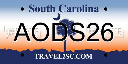 AODS26 South Carolina License Plate