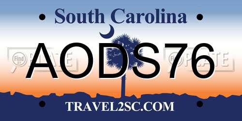 AODS76 South Carolina License Plate