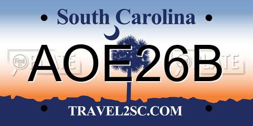 AOE26B South Carolina License Plate