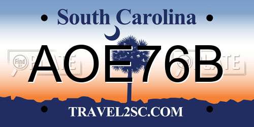 AOE76B South Carolina License Plate