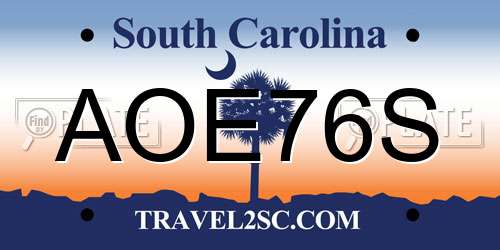 AOE76S South Carolina License Plate