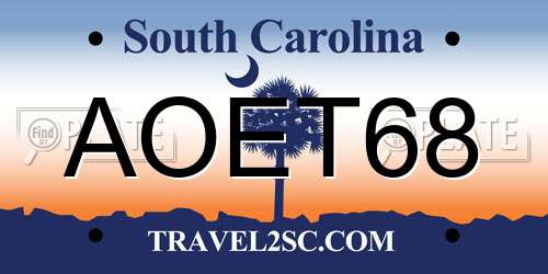 AOET68 South Carolina License Plate