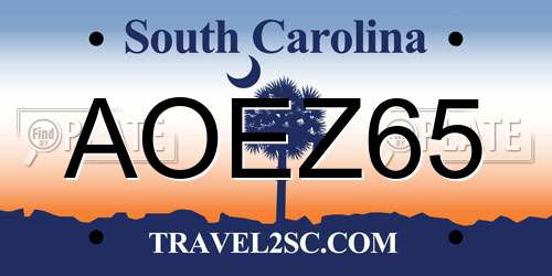 AOEZ65 South Carolina License Plate