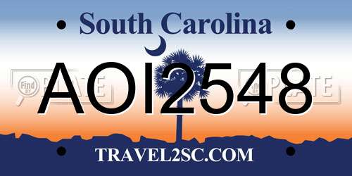 AOI2548 South Carolina License Plate