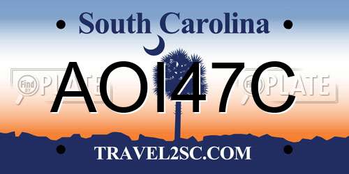 AOI47C South Carolina License Plate