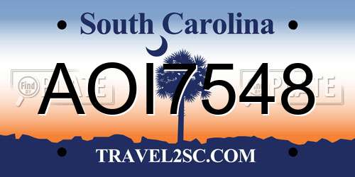 AOI7548 South Carolina License Plate