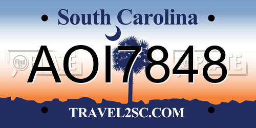 AOI7848 South Carolina License Plate