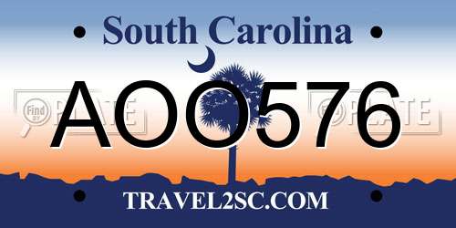 AOO576 South Carolina License Plate