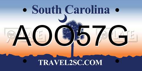 AOO57G South Carolina License Plate