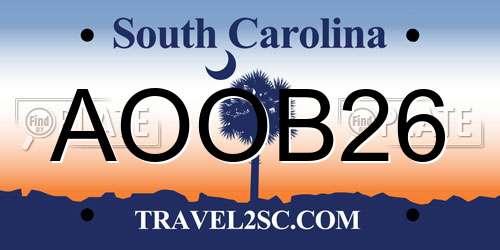 AOOB26 South Carolina License Plate