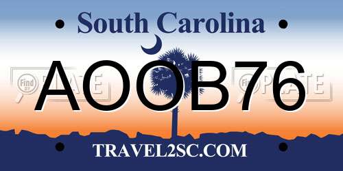 AOOB76 South Carolina License Plate