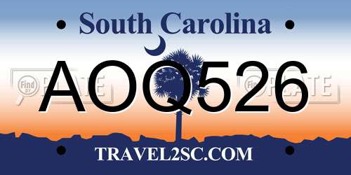 AOQ526 South Carolina License Plate