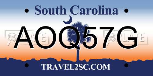 AOQ57G South Carolina License Plate