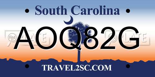 AOQ82G South Carolina License Plate