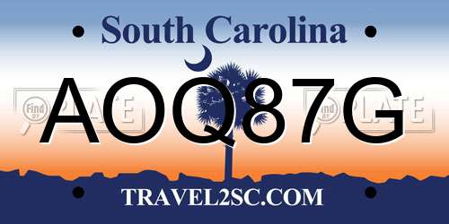 AOQ87G South Carolina License Plate