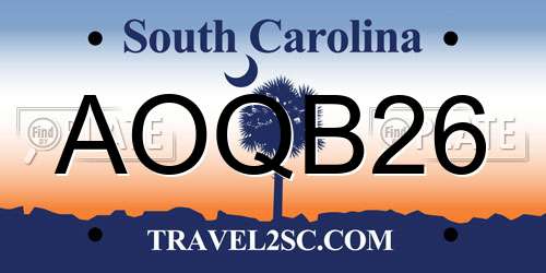AOQB26 South Carolina License Plate