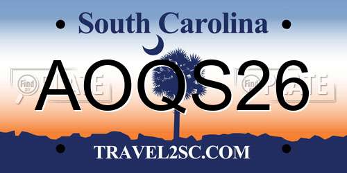AOQS26 South Carolina License Plate