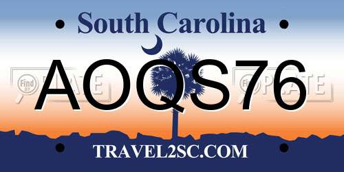 AOQS76 South Carolina License Plate