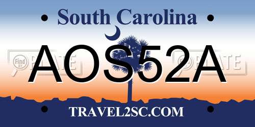 AOS52A South Carolina License Plate