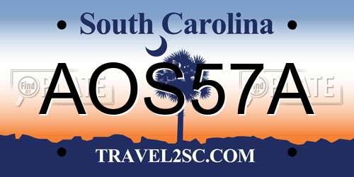 AOS57A South Carolina License Plate