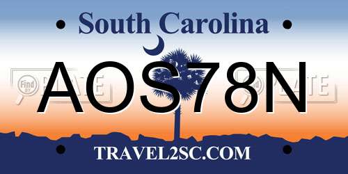 AOS78N South Carolina License Plate