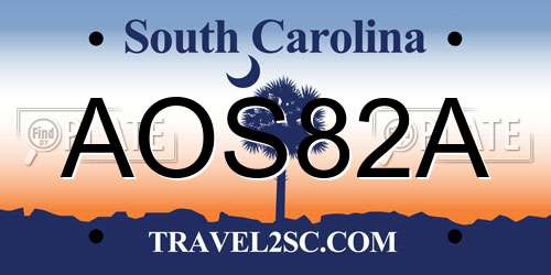 AOS82A South Carolina License Plate