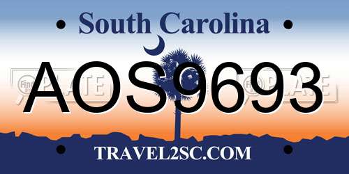 AOS9693 South Carolina License Plate