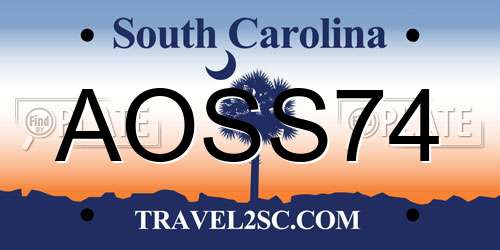AOSS74 South Carolina License Plate