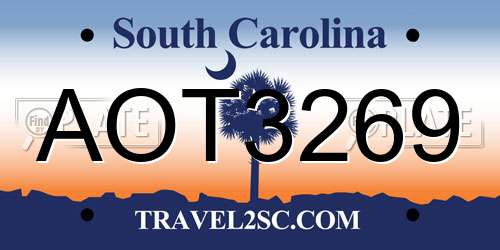 AOT3269 South Carolina License Plate