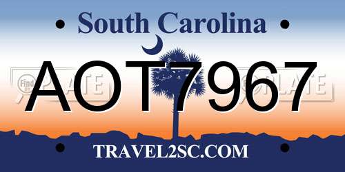 AOT7967 South Carolina License Plate