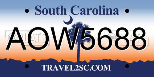 AOW5688 South Carolina License Plate