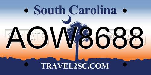 AOW8688 South Carolina License Plate
