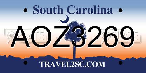 AOZ3269 South Carolina License Plate