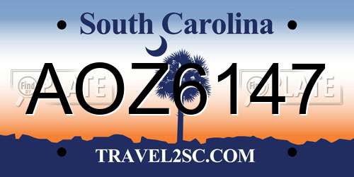 AOZ6147 South Carolina License Plate
