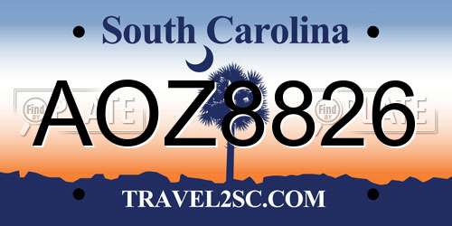 AOZ8826 South Carolina License Plate