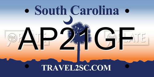 AP21GF South Carolina License Plate