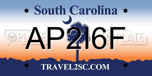 AP2I6F South Carolina License Plate