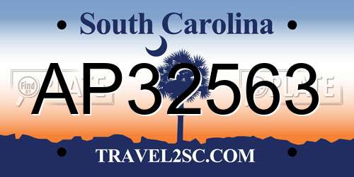 AP32563 South Carolina License Plate
