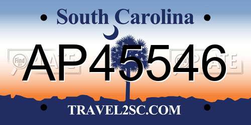 AP45546 South Carolina License Plate