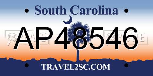 AP48546 South Carolina License Plate