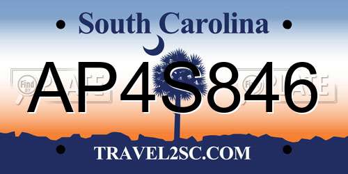 AP4S846 South Carolina License Plate