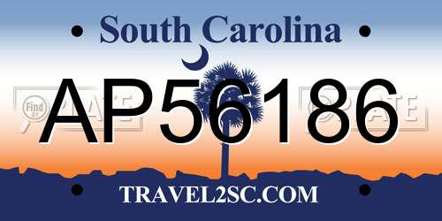 AP56186 South Carolina License Plate