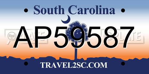 AP59587 South Carolina License Plate