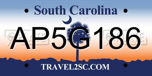 AP5G186 South Carolina License Plate