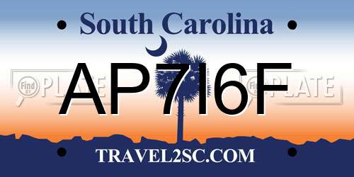 AP7I6F South Carolina License Plate